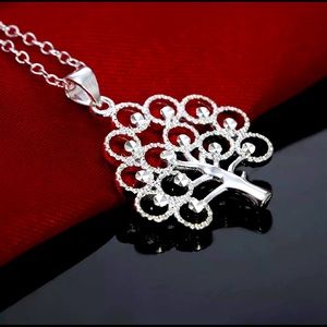 925 Silver Sparkling Diamonds Tree Necklace